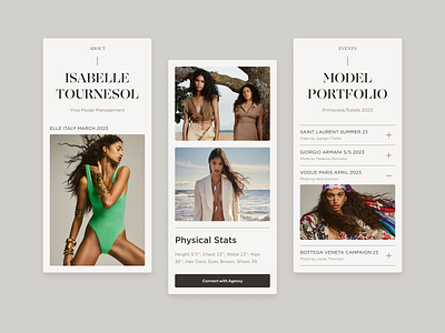 Model Portfolio agency beautifulwoman branding clean collection cover design fashion gallery interaction minimal mobile model modelling photovideo portfolio swimsuit typography ui ux