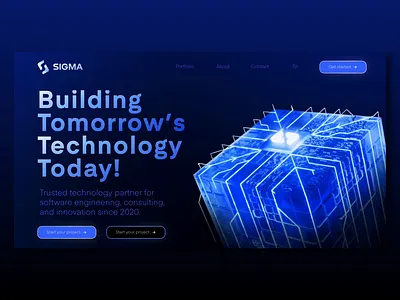 Sigma Landing Page UI Design 3d 3d animation animation blue dark hero section landingpage motion motion graphics technology ui ui design website
