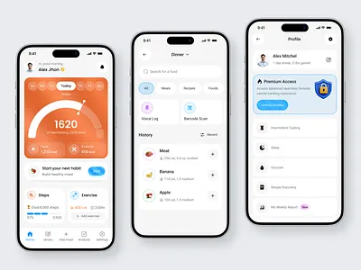 Calorie Tracker Mobile App Design app design app redesign calorie tracker fitness app health app ios app meal tracking mobile mobile app product design progress tracking ui design wellness app workout app