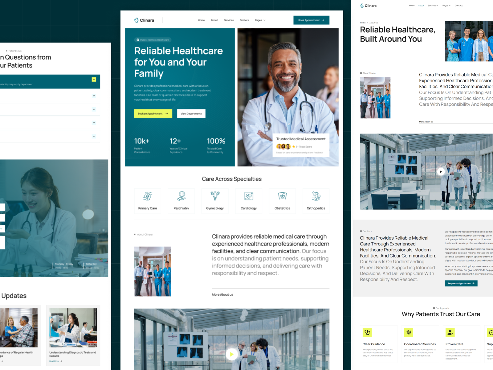 Healthcare & Medical Clinic Website clinic appointment clinic landing page clinic website elementor figma healhtcare web healthcare hospital website landing page medical web medical website minimal design raddito ui design uiux ux design web design web designer website inspiration wordpress
