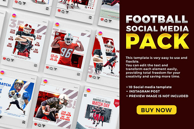 Football Social Media Pack grunge flyer