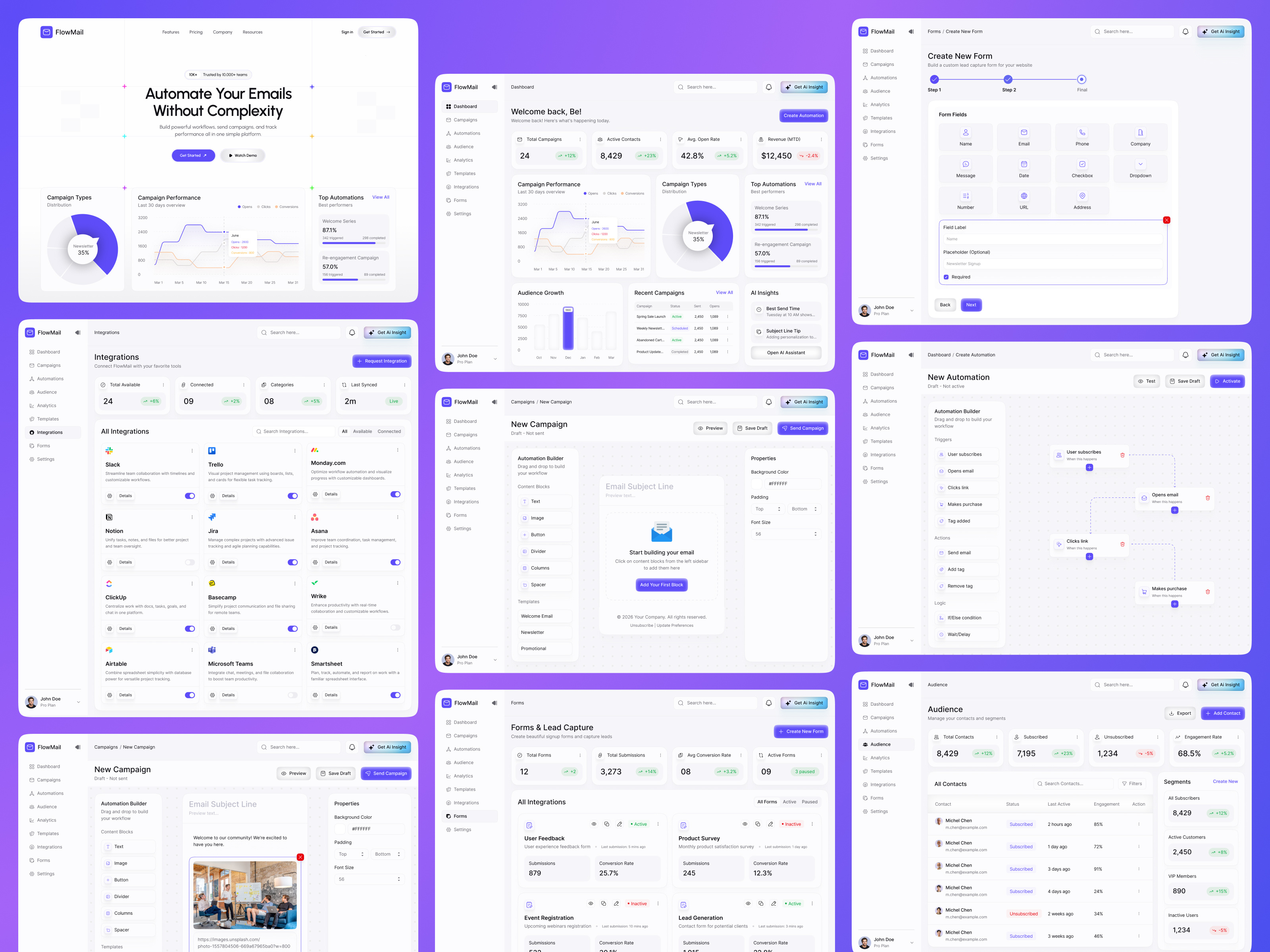 Email Marketing SaaS Website & Dashboard UIUX Design interface product service startup ui ux web