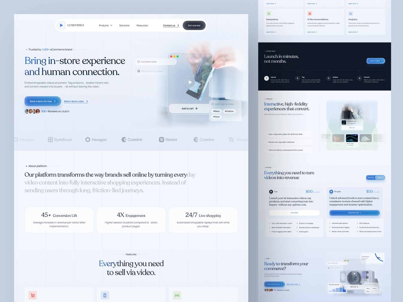 Example of LuxeVideo — Interactive Video Commerce Platform / Shopify Store