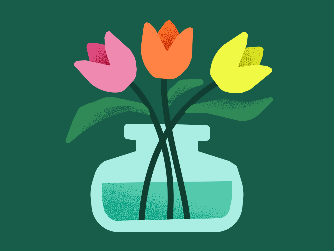 Mother's Day 2d illustration bold shapes bouquet celebration flat design floral flowers gift grain greeting card illustration minimalism mothers day nature spring texture tulips vase vector vibrant