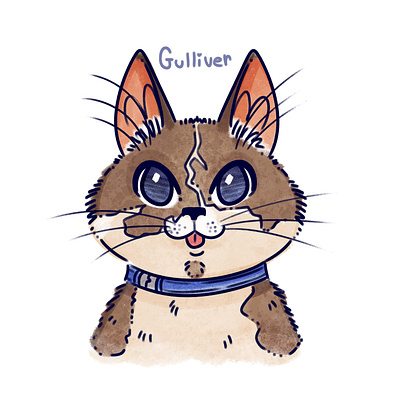 Gulliver cat childrens book illustration illustration pet portrait photoshop portrait texture