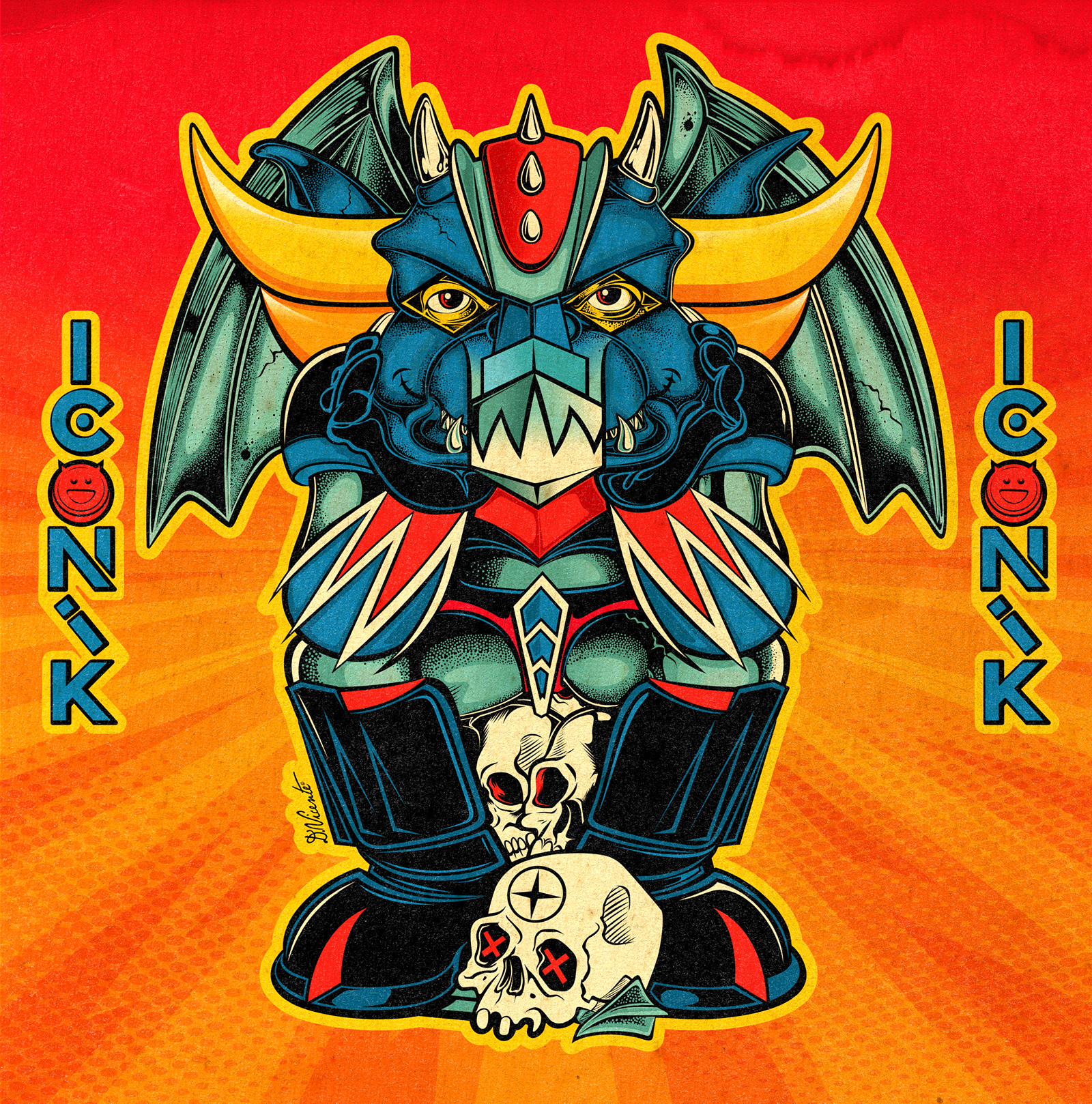 TEEN GARGOYLE #18 – GOLDORAK VIBES anime tribute cartoon art character design color illustration creature design david vicente digital art gargoyle goldorak grendizer illustration inking lowbrow art mecha art pop culture art retro anime robot art space opera teenage gargoyle vintage sci fi