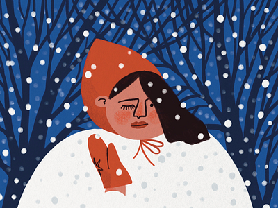 Snowfall portrait character editorial illustration illustrator snow snowfall winter