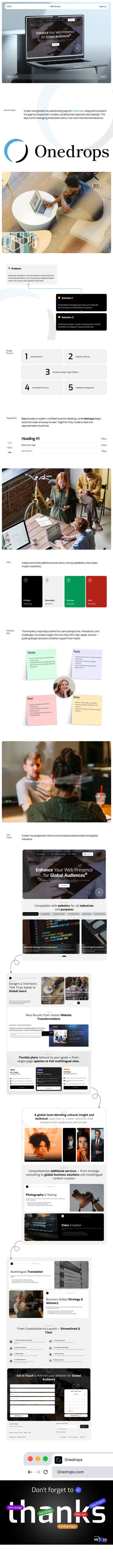 Onedrops – Enhance Your Web Presence for Global Audiences agency branding case study landing page ui ux web design