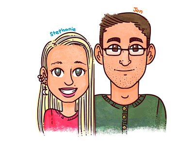 Stephanie and Jon! art couples portrait custom portrait art cute design illustration photoshop portrait texture