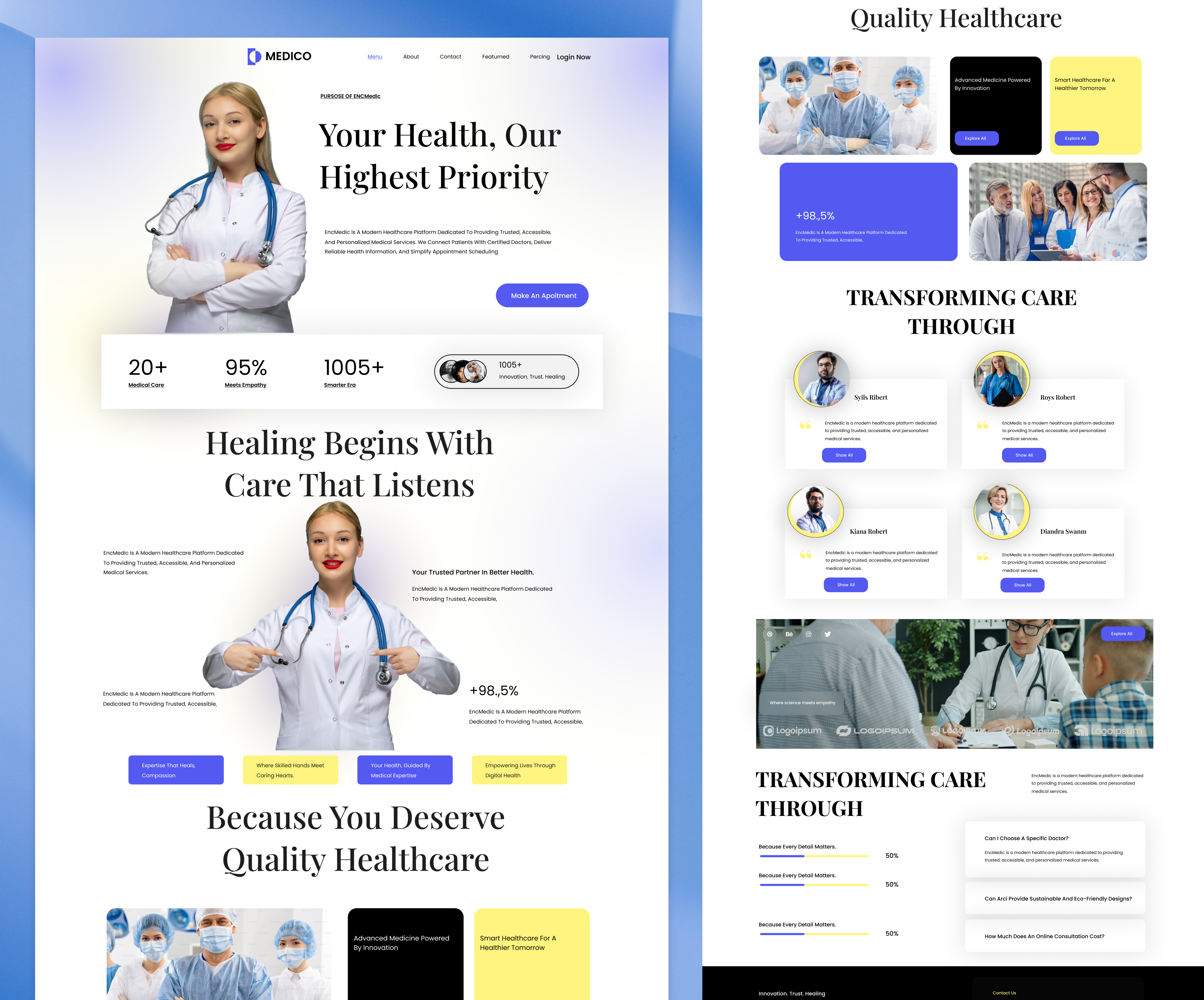 Modern Healthcare Landing Page Design dribbble figma healthcarewebsite landingpage medicalui productdesign uidesign uiux uxdesign webdesign
