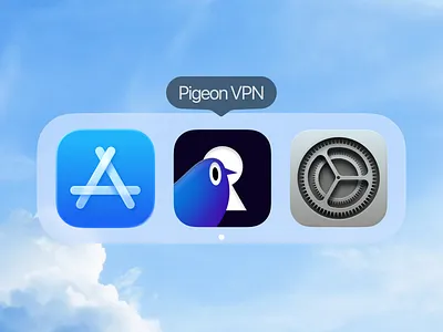 VPN app icon · Pigeon logo ai ai app ai icon app icon app store eyes freedom lock pigeon platform presentation saas screen service settings sky ui vpn vpn app vpn app icon