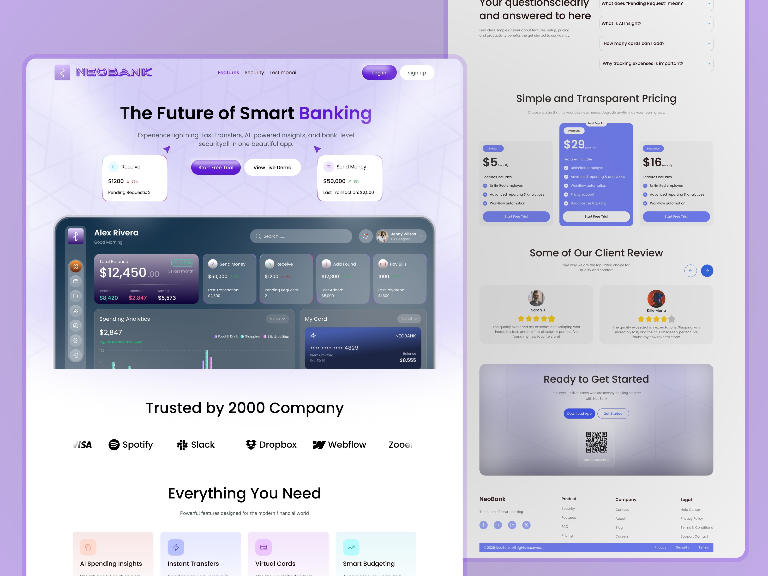 NeoBank Landing Page UI – Fintech Website Design