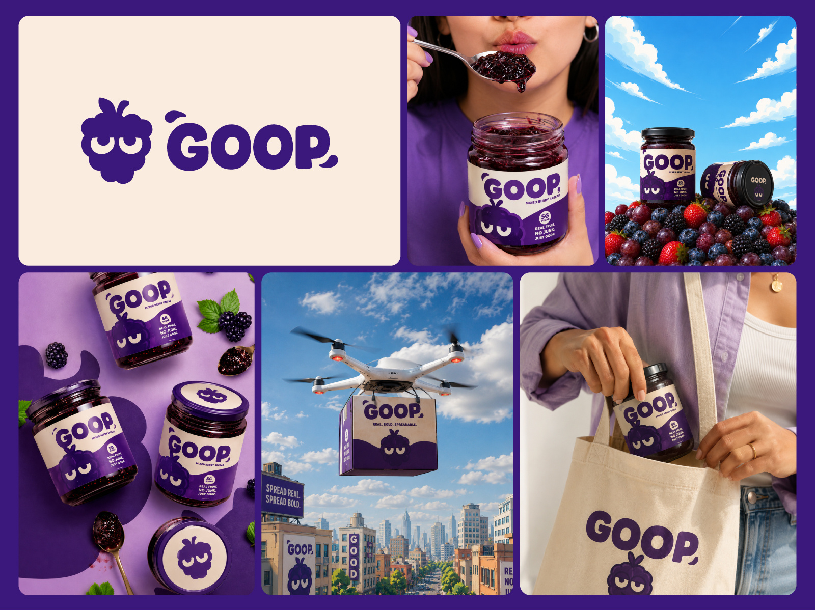 Example of GOOP | A Playful Mixed Berry Spread Brand Identity