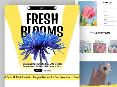 E-Commerce Flower Shop Landing Page UI bouquet clean design clean ui e commerce flower pot flower website flowers flowershop home decor stores indoor plant landing page modern ui plant stores pot landing page product design roses shop ui design web design website design