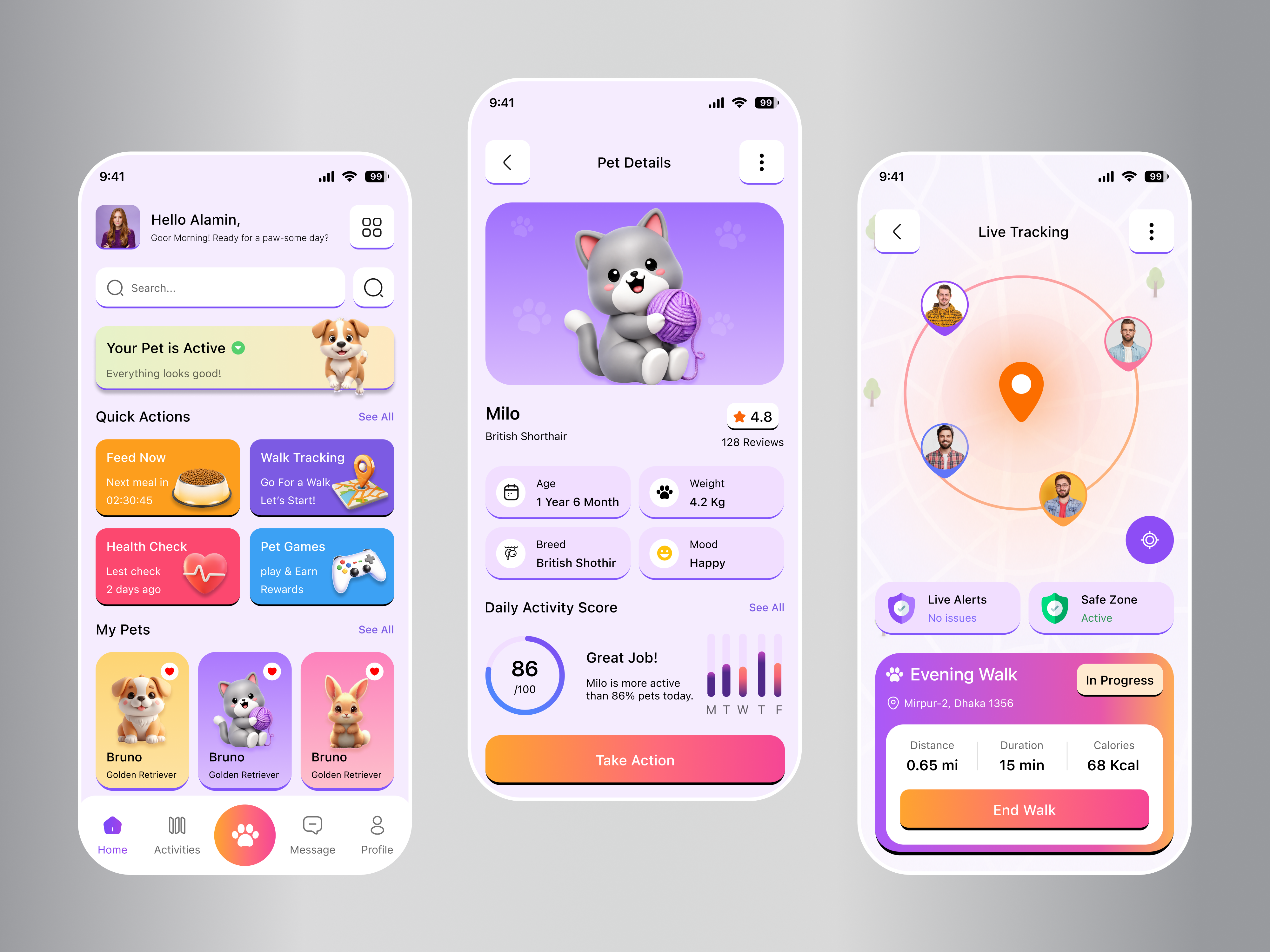 Pet Tracking & Health Monitoring App Design