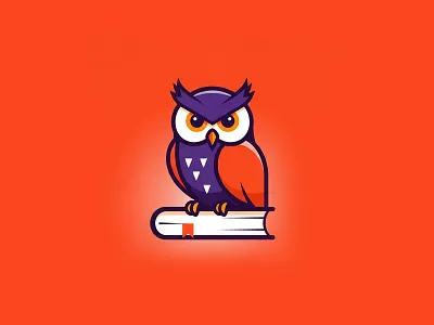 Wise Scholar Owl Mascot Logo academy bird book branding education intelligent knowledge learning library logo design mascot minimalist orange owl scholar school study tutor vector wise