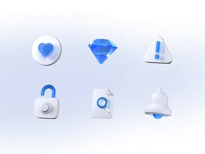 Continuing the 3D Icon System | HOP VPN 3d 3d dimond 3d glass 3d glass icon 3d icon set 3d motion blu blu icon icon motion motion graphics soft ui