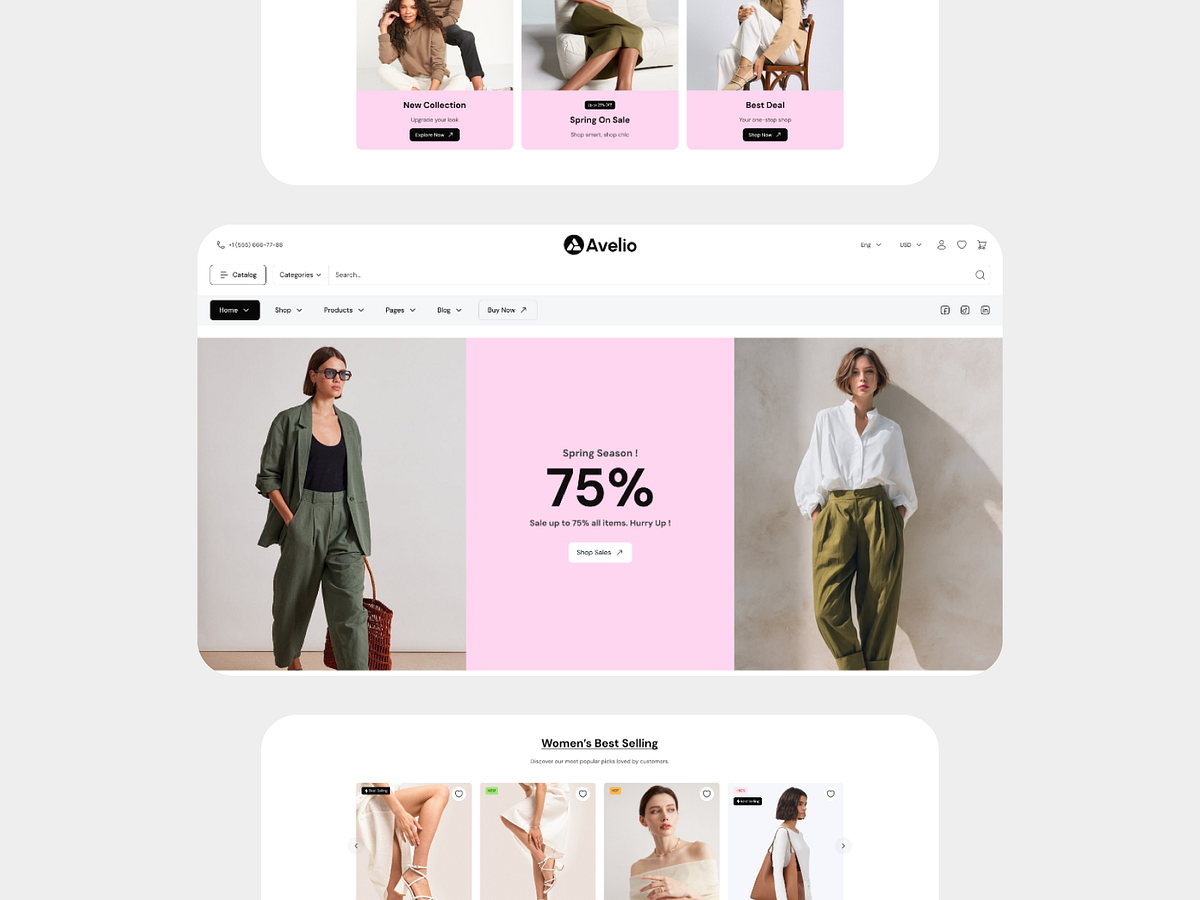 Avelio – Multipurpose eCommerce Websit crafted in Figma