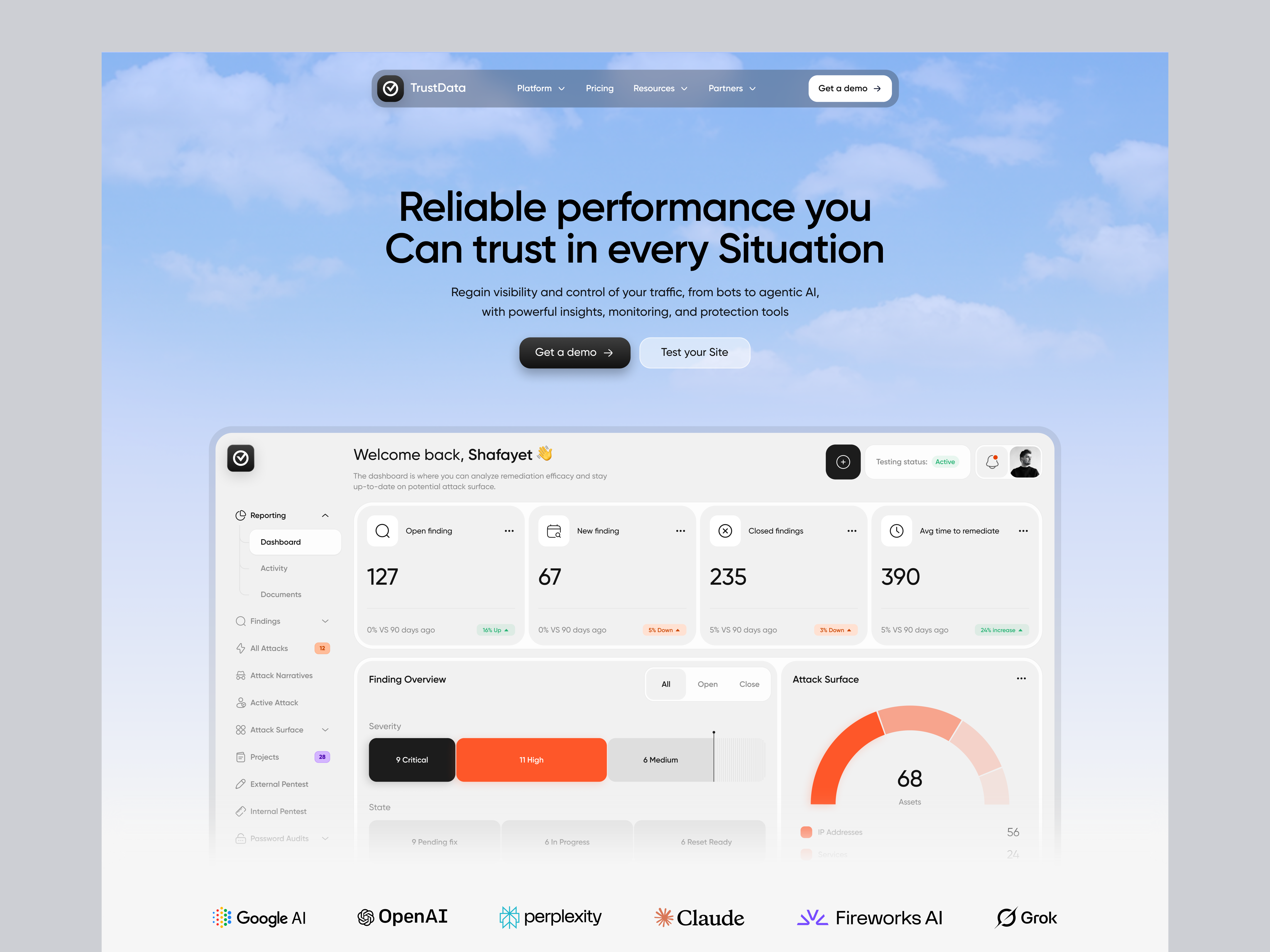 Cybersecurity Landing Page attack surface management cloud server cyber security cyber security website cybersecurity landing page data analytics landing page network security security security website software development technology ui ui ux design ux