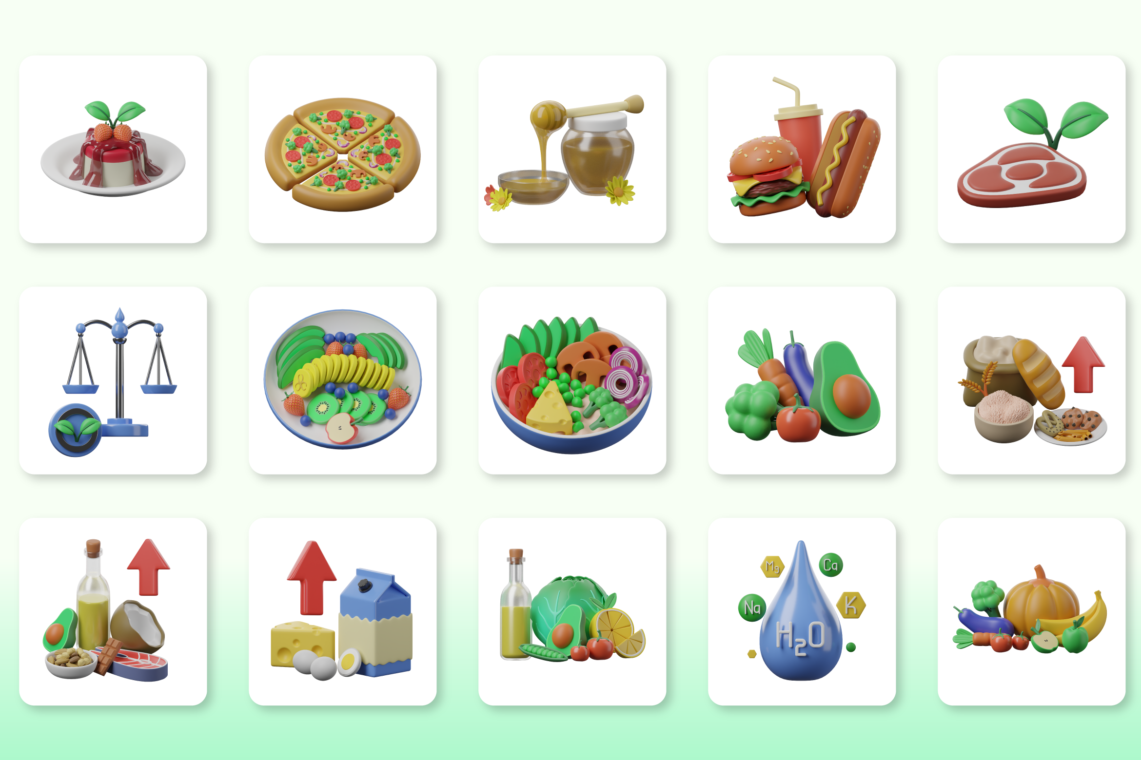 3D Vegan Icons