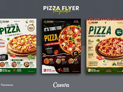 Pizza Flyer Template brand branding cafe canva flyer canva template design flyer flyer design flyer template food food flyer food flyer template food menu graphic design meat pizza pizza flyer post poster template