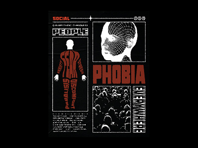 "Social Phobia" Grunge Poster Design branding design graphic design illustration typography