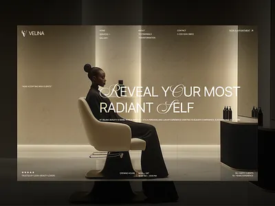 VELINA — Luxury Beauty Salon Landing Page UI beauty care beauty salon fashion hair cut salon self care skin care spa web design web development webflow website design wellness womens salon