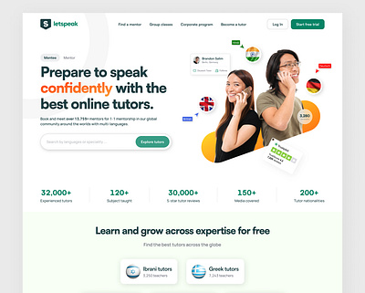 Letspeak - online course to learn more languages daily ui design design homepage landingpage learninglanguageswebsite onlinecourse onlinecoursewebsite screen spreak ui ui design uiux website