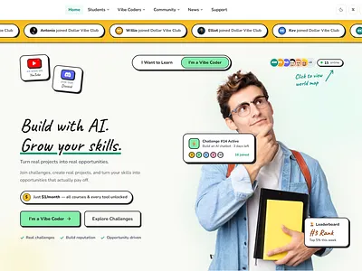 Dollarvibeclub AI Learning Platform 3d animation app branding design full stack graphic design investing logo motion graphics ui webdesign website