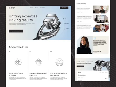 Fintech Website Experience ✸ Consulting corporate design corporate ux cta digital product features fintech hero image homepage landing page landing page design minimal ui responsive design saas design services testimonials ui user experience ux ux ui web design