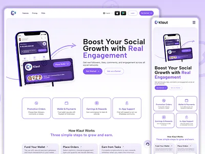Social Media Growth Application branding graphic design logo ui
