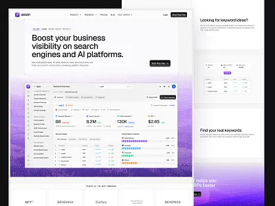Geezst - Advanced Marketing & SEO Saas analysis clean content content startegy distribution insight marketing marketing tools minimalist product design seo social media traffic ui ux web app