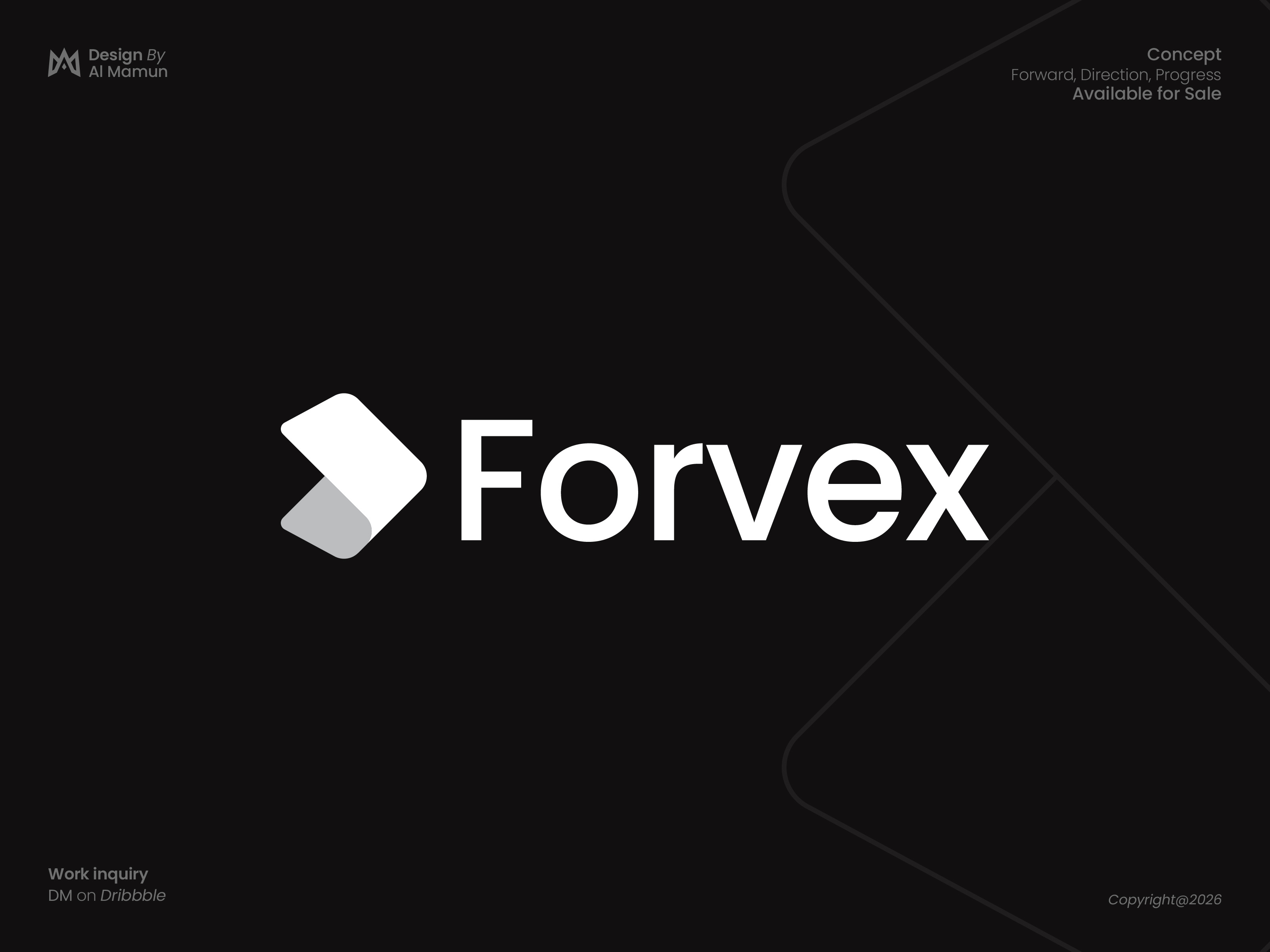 Forvex — Abstract Motion Brand Mark abstract logo app icon brand identity branding creative logo futuristic logo geometric logo icon design logo design logo mark minimalist logo modern branding modern logo motion design saas branding startup branding symbol design tech logo vector logo visual identity