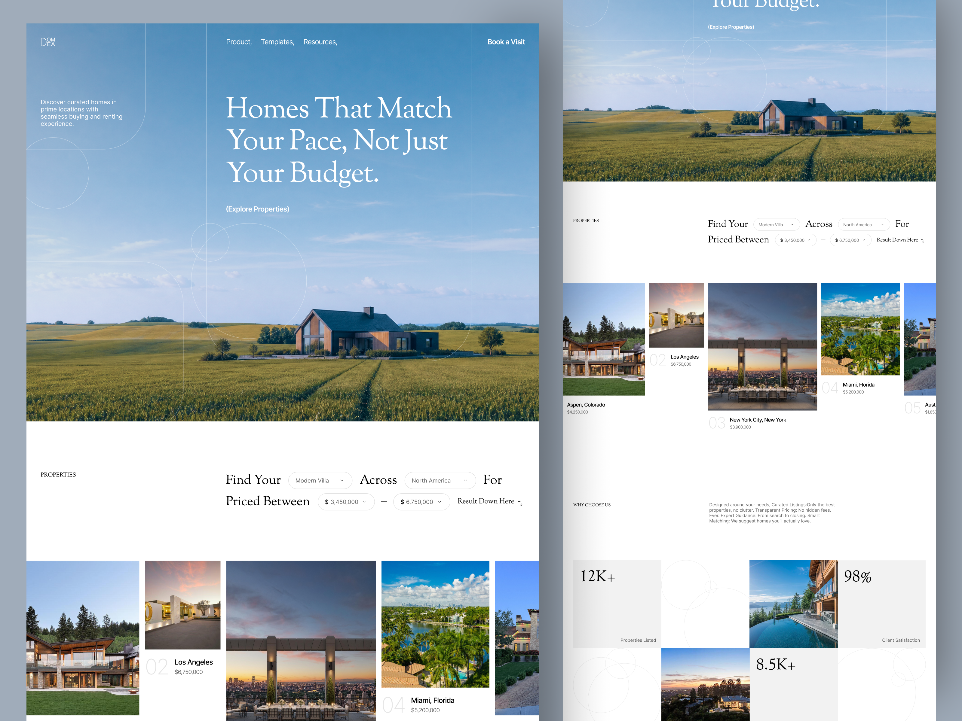 DOMEA - Real Estate Website landing landing page landing page design property property landing page property website real estate real estate agency real estate design real estate landing page real estate website ui ui design uiux uiux design ux web web design website website design