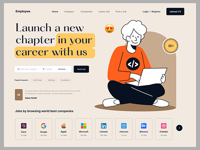 Job Portal or Recruiting or job fi Website Landing page creative design employment opportunities jb finder job application job board job finder job listing job platform job portal job search job seeker ui ui ux user experience design user interface design ux website design