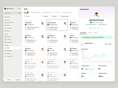 Schedulo — Staff Details in SaaS Booking App ai appointment booking booking app business dashboard marketing product design saas saas design schduling schedule service staff staff detail ui ux web app web builder web design