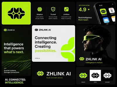 ZHLink AI — Futuristic Brand Identity & AI Tech Presentation ai ai logo aibranding artificialintelligence brandidentity branding cyberpunk futuristicdesign logo logodesign logos modernlogo saas startupbranding techbranding