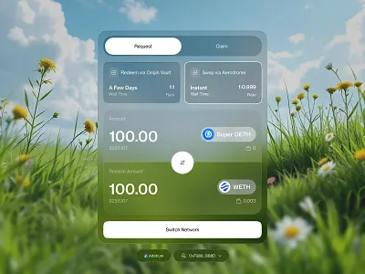 Nature-Inspired DeFi Swap UI 3d banking crypto exchange crypto ui crypto voucher cryptocurrency defi digital banking nature aesthetic product redemption page swap interface web web3