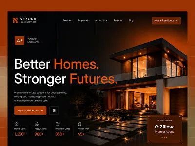 Realestate Hero Design | Website Design ai design architecture ui construction figma hero design home service luxury ui real estate web real estate website template realestate template design ui design ui web design uiux web website design