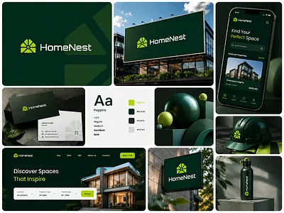 HomeNest — Real Estate Brand Identity abstract app logo branding construction logo home logo house logo logo logo design logo designer modern logo real estate logo