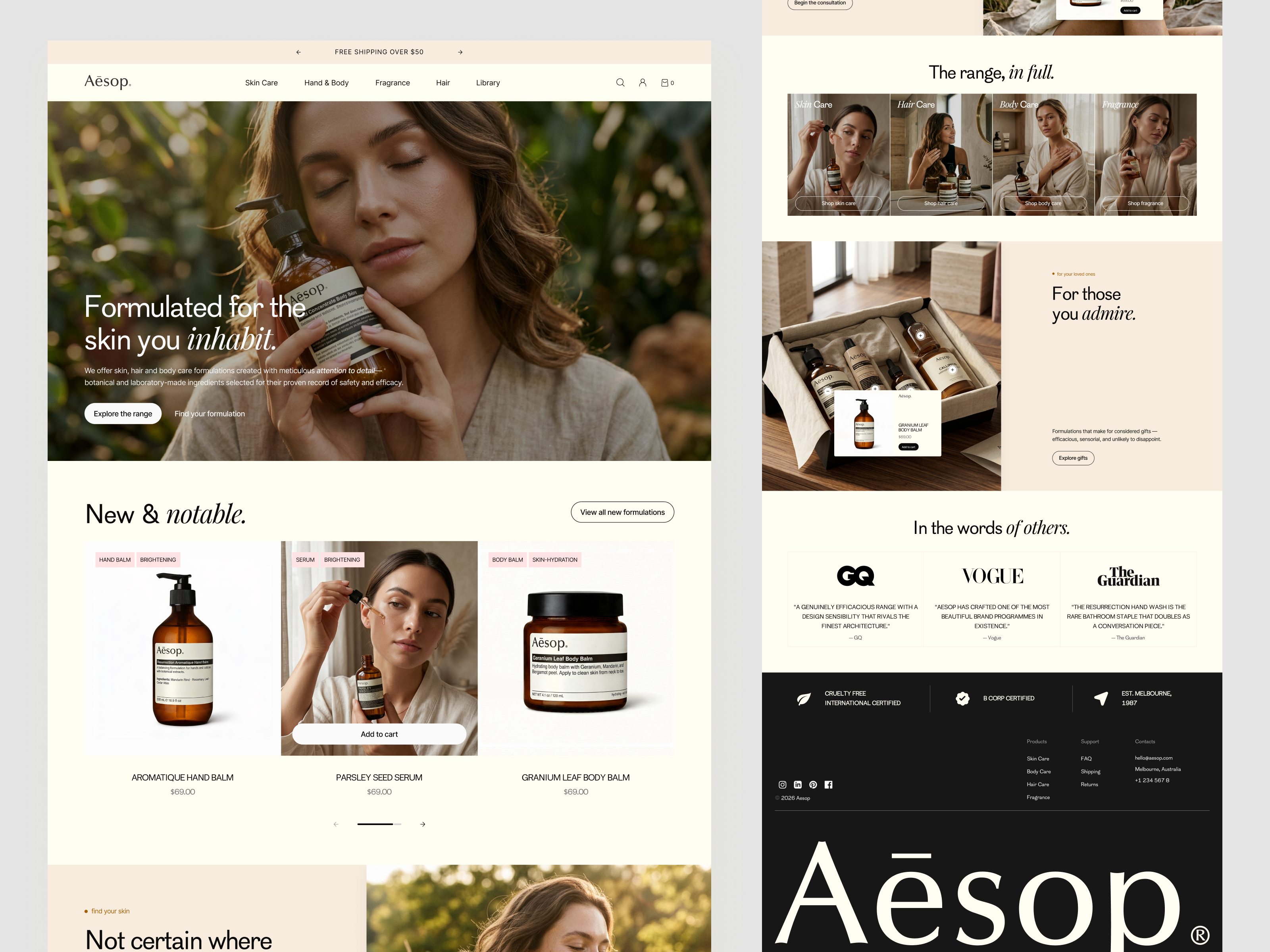 Aesop - Bodycare E-Commerce Website bodycare e commerce bodycare online shop e commerce e commerce design e commerce website landing page online store website ui design uiux website design website landing page website ui