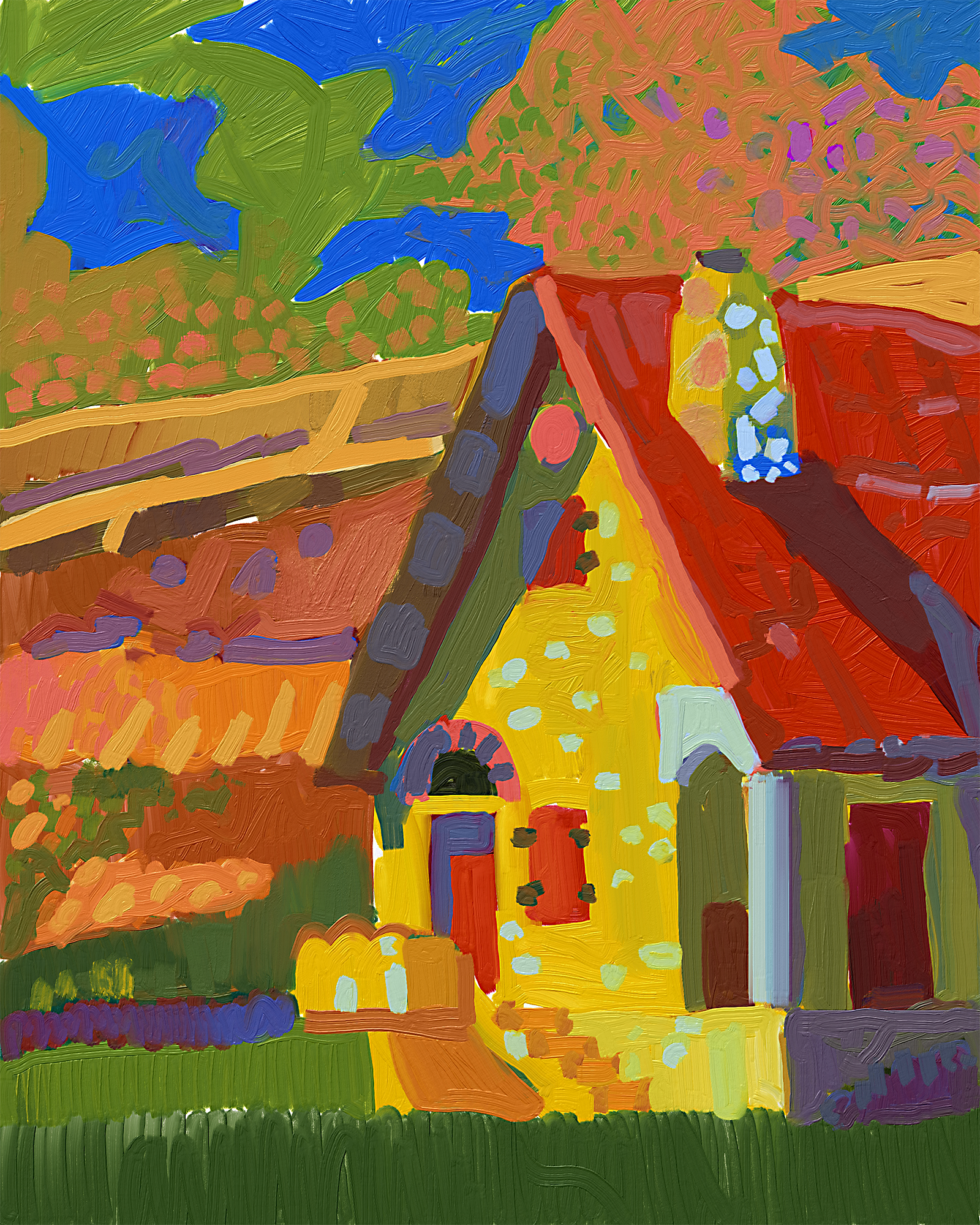 Yellow House color exploration fauvism illustration impressionism landscape oil painting postimpressionism texture