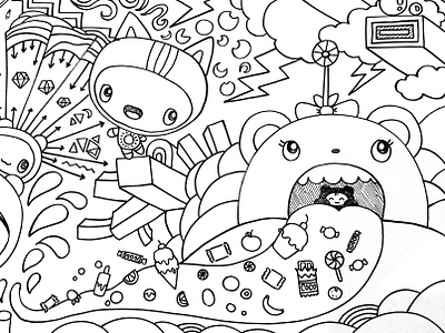 Day 019-365 Party Time! 365project cute doodle illustration ink party