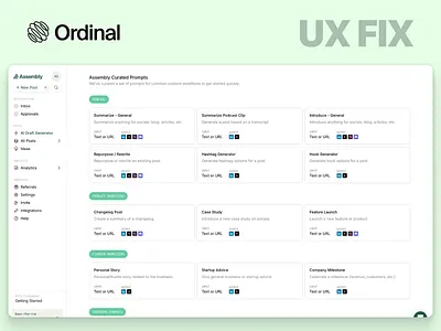 Ordinal AI Draft Generator ai draft generator b2b best ux design agency dashboard design ordinal product design product design agency redesign saas saas design saas design agency ux fix ux optimization ux redesign web app design