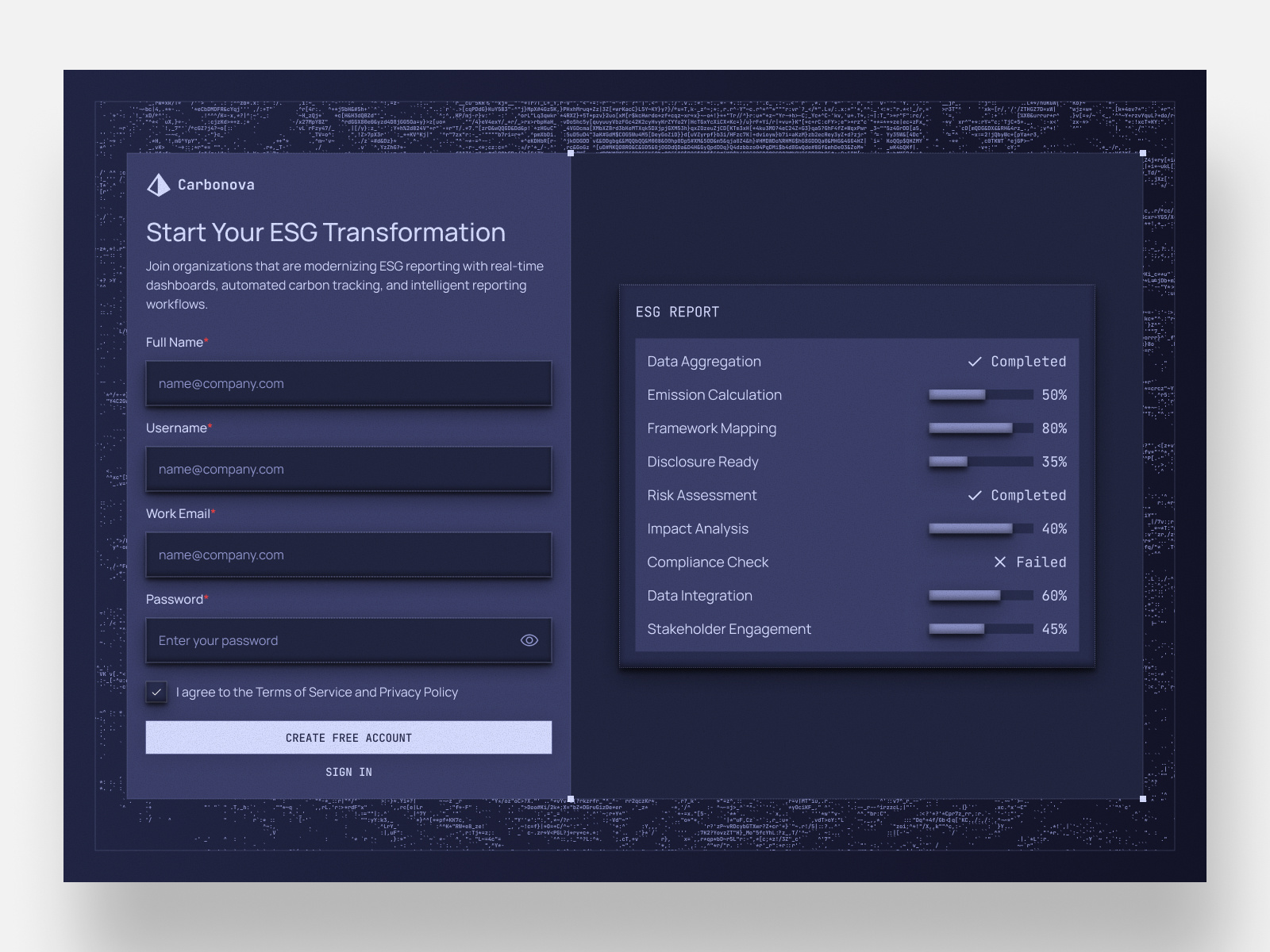 Example of Ai For Esg Reporting Website Design