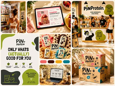 PinProtein — Branding & Packaging Design adobe illustrator adobe photoshop brand design branding design dribbble fitness graphic design healthy illustration logo logo design packaging packaging design vegan visual identity