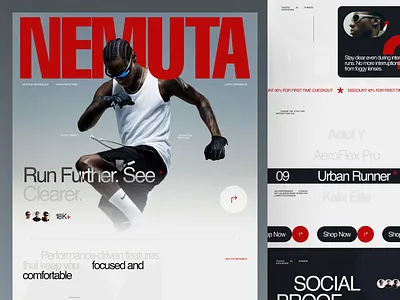 Nemuta - Premium Eyewear E-Commerce Landing Page ✨ brandexperience branding e commerce ecommerce ecommerce website editorial design eyewear design graphic design homepage landing landing page sports wear ui ui design user interface ux ux design web design website