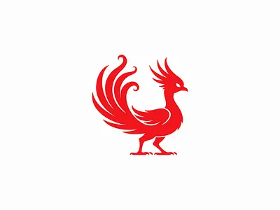 Elegant Phoenix Logo bird branding creature design fantasy fire gaming icon identity illustration logo mark myth phoenix rebirth red symbol vector wings