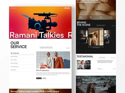 Ramani Studios Photography and Videography Website Design creative portfolio creative studio dribbble landing page ui photography website portfolio website studio website videography website visual production web design website design website ui