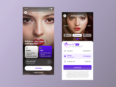beauty app paywall beauty app design graphic design home screen illustration logo payment option paywall strap sumit sumit sharma ui ux vector